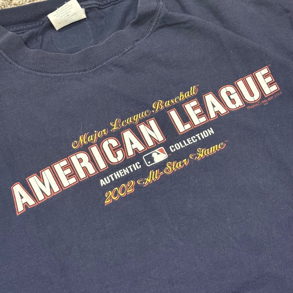 VTG Majestic 2002 MLB All Star Game American League Navy Blue T-Shirt Mens XL - Picture 4 of 5